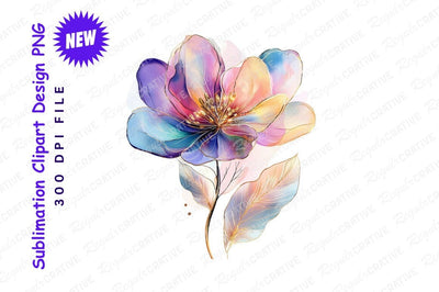 Elegant Watercolor Flower With Gold Accents Artistic Floral Design Illustration Sublimation Regulrcrative 
