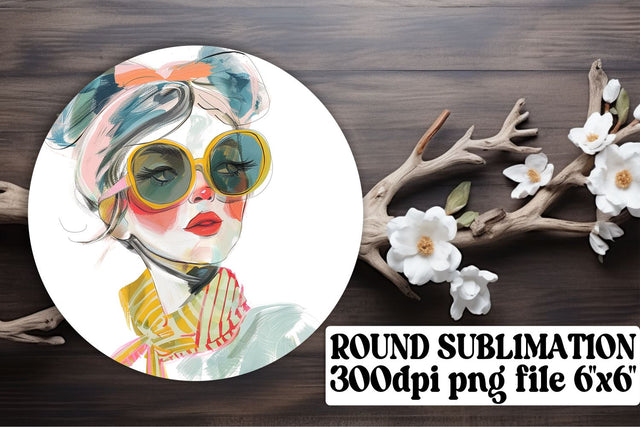 Elegant Watercolor Lady Ornament - Sublimation Keychain Sublimation afrosvg 