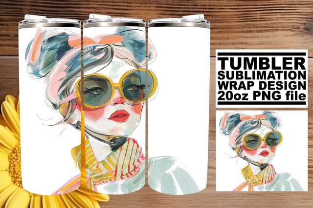 Elegant Watercolor Lady Tumbler Wrap - Sublimation 20oz Sublimation afrosvg 