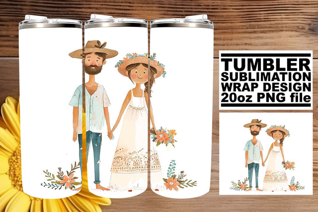 Elegant Watercolor Wedding Tumbler: Enchanted Love 20oz Edition Sublimation afrosvg 