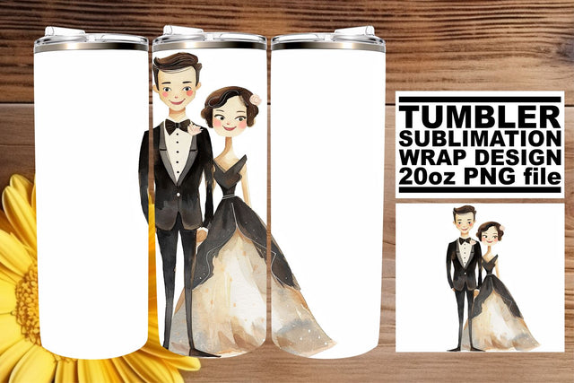Elegant Watercolor Wedding Tumbler: Endearing Moments 20oz Sublimation afrosvg 