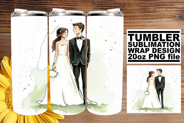 Elegant Watercolor Wedding Tumbler: Love Radiance 20oz Blend Sublimation afrosvg 