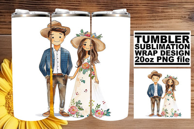 Elegant Watercolor Wedding Tumbler: Love's Charm 20oz Edition Sublimation afrosvg 