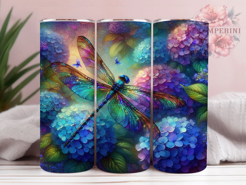 Elegant Whimsical Dragonfly Tumbler, Elegant Design, Nature Theme, Vibrant Pattern, Whimsical Wings, 20Oz Tumbler, Sublimation Wrap Sublimation Li Zamperini 