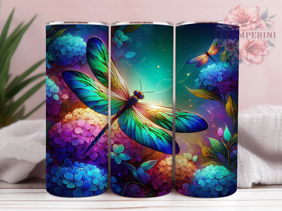 Elegant Whimsical Dragonfly Tumbler, Elegant Design, Nature Theme, Vibrant Pattern, Whimsical Wings, 20Oz Tumbler, Sublimation Wrap Sublimation Li Zamperini 