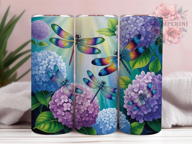 Elegant Whimsical Dragonfly Tumbler, Elegant Design, Nature Theme, Vibrant Pattern, Whimsical Wings, 20Oz Tumbler, Sublimation Wrap Sublimation Li Zamperini 