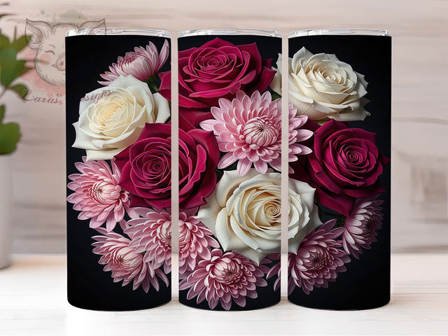 Elegant White and Purple Roses Tumbler, Purple Roses, Floral Wrap, Sublimation Art, 20oz Tumbler, Elegant Theme, Romantic Style Sublimation Lara' s Designs 