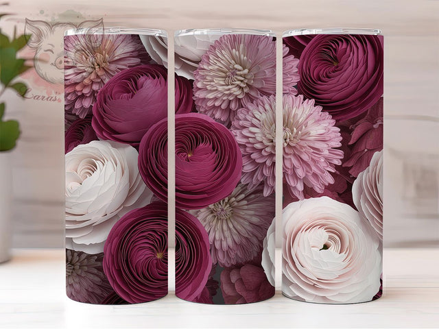 Elegant White and Purple Roses Tumbler, Purple Roses, Floral Wrap, Sublimation Art, 20oz Tumbler, Elegant Theme, Romantic Style Sublimation Lara' s Designs 