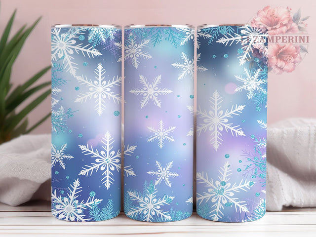 Elegant White Christmas Snowflake Tumbler, Christmas Wrap Design, 20oz Tumbler Sublimation, Festive Holiday Tumbler, Elegant Snowflake Wrap, Red & White Christmas Tumbler, Seasonal Glitter Sublimation Sublimation Li Zamperini 
