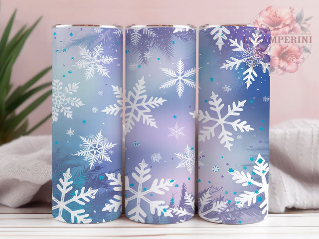 Elegant White Christmas Snowflake Tumbler, Christmas Wrap Design, 20oz Tumbler Sublimation, Festive Holiday Tumbler, Elegant Snowflake Wrap, Red & White Christmas Tumbler, Seasonal Glitter Sublimation Sublimation Li Zamperini 