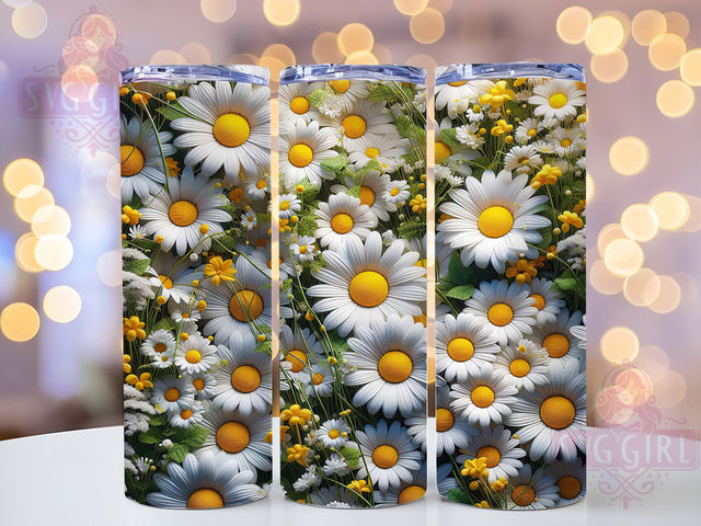 Elegant White Daisy Floral Tumbler, White Blooms Tumbler, Elegant Daisy Wrap, Whimsical Floral Wrap, Classic Flower Wrap, Sublimation Design, Trendy Gift Idea Sublimation SvggirlplusArt 