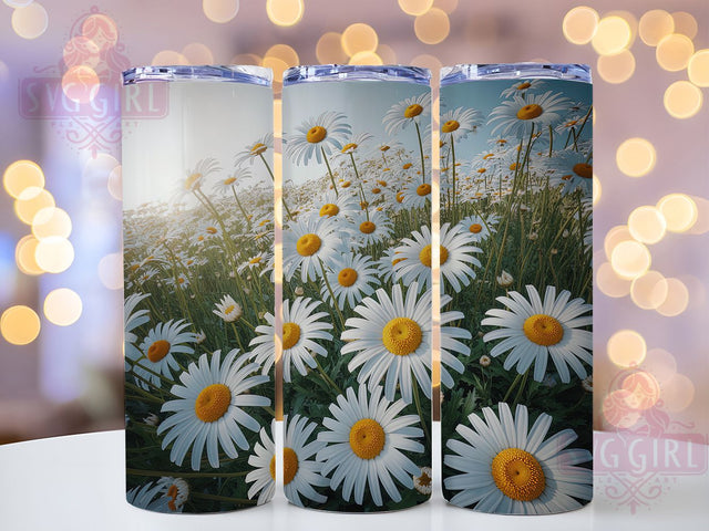 Elegant White Daisy Floral Tumbler, White Blooms Tumbler, Elegant Daisy Wrap, Whimsical Floral Wrap, Classic Flower Wrap, Sublimation Design, Trendy Gift Idea Sublimation SvggirlplusArt 
