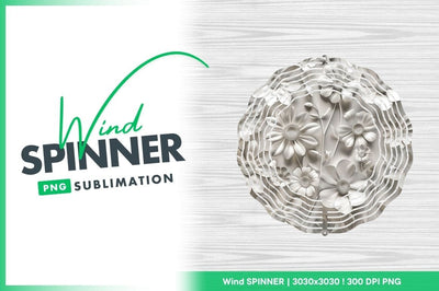 Elegant white floral pattern wind spinner round png Sublimation Regulrcrative 