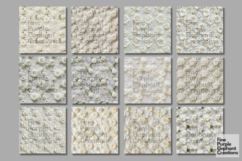 Elegant White Rose Lace Digital Paper | Delicate Wedding Sublimation Digital Pattern Fine Purple Elephant Creations 
