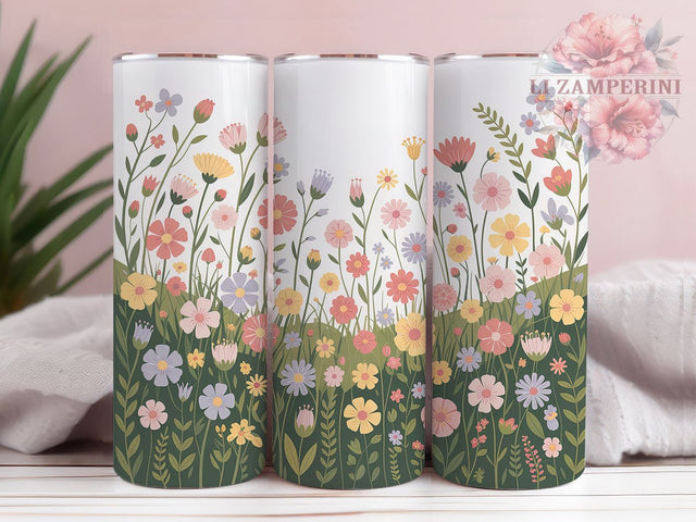 Elegant Wildflower Floral Tumbler, Elegant Flower Wrap, Botanical Nature Cup, 20oz Sublimation Wrap, Stylish Floral Design Tumbler, Artistic Wildflower Cup, Flower Field Theme Wrap Sublimation Li Zamperini 