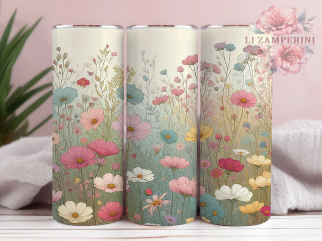 Elegant Wildflower Floral Tumbler, Elegant Flower Wrap, Botanical Nature Cup, 20oz Sublimation Wrap, Stylish Floral Design Tumbler, Artistic Wildflower Cup, Flower Field Theme Wrap Sublimation Li Zamperini 