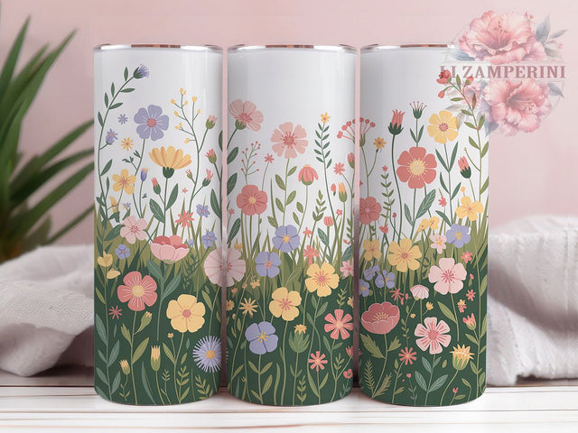 Elegant Wildflower Floral Tumbler, Elegant Flower Wrap, Botanical Nature Cup, 20oz Sublimation Wrap, Stylish Floral Design Tumbler, Artistic Wildflower Cup, Flower Field Theme Wrap Sublimation Li Zamperini 