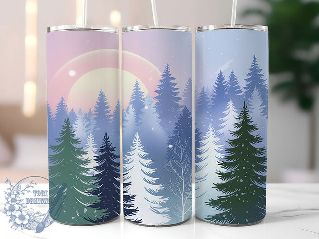 Elegant Winter Christmas Tree Tumbler, Snowy Holiday Wrap, Festive Tree Sublimation, Peaceful Snow Cup, 20Oz Skinny Tumbler Wrap, Frosty Christmas Mug, Elegant Winter Design Sublimation ToriDesigns 