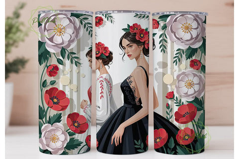 Elegant Woman Red Poppy 20oz Tumbler Sublimation PixelChick 