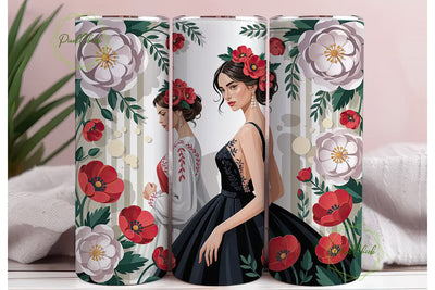 Elegant Woman Red Poppy 20oz Tumbler Sublimation PixelChick 