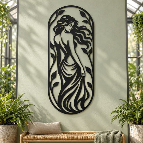 Elegant Woman Wall Art Laser SVG | Feminine Silhouette DXF | Botanical Lady Metal Art | CNC Plasma Cutting File | Decorative Woman Svg SVG HappyDesignStudio 