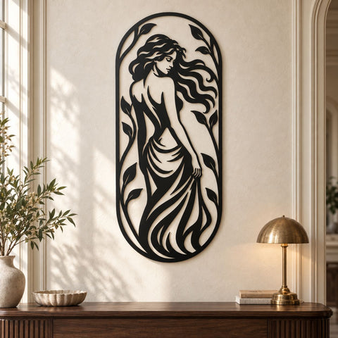 Elegant Woman Wall Art Laser SVG | Feminine Silhouette DXF | Botanical Lady Metal Art | CNC Plasma Cutting File | Decorative Woman Svg SVG HappyDesignStudio 