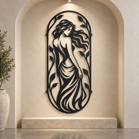 Elegant Woman Wall Art Laser SVG | Feminine Silhouette DXF | Botanical Lady Metal Art | CNC Plasma Cutting File | Decorative Woman Svg SVG HappyDesignStudio 