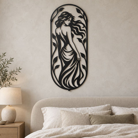 Elegant Woman Wall Art Laser SVG | Feminine Silhouette DXF | Botanical Lady Metal Art | CNC Plasma Cutting File | Decorative Woman Svg SVG HappyDesignStudio 