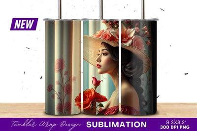 Elegant Woman With Flowers In Hat Sublimation Regulrcrative 