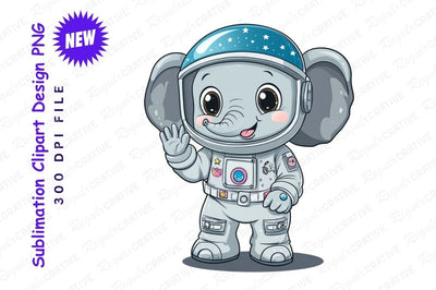 Elephant Astronaut Cartoon Character Clipart Png Sublimation Regulrcrative 