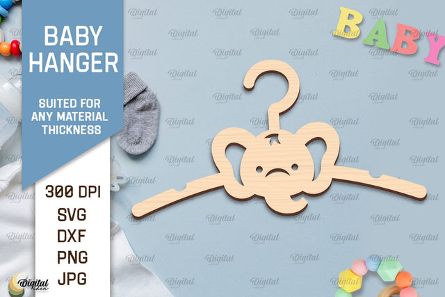 Elephant Baby Hanger Laser Cut. Kids Clothes Hanger SVG SVG Evgenyia Guschina 