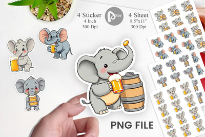 Elephant Beer Day Sticker Sublimation artnoy 
