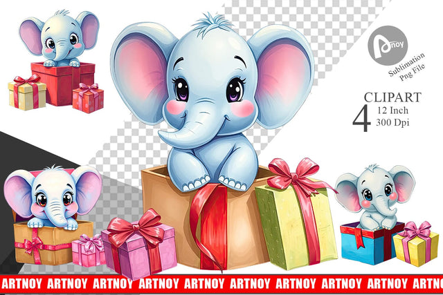 Elephant Clipart Gift Sublimation artnoy 
