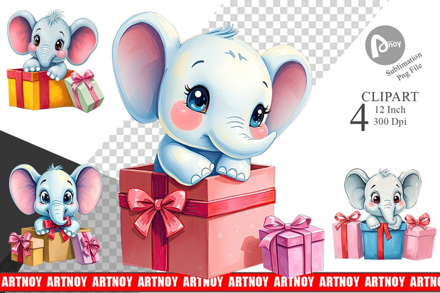 Elephant Clipart Gift Sublimation artnoy 