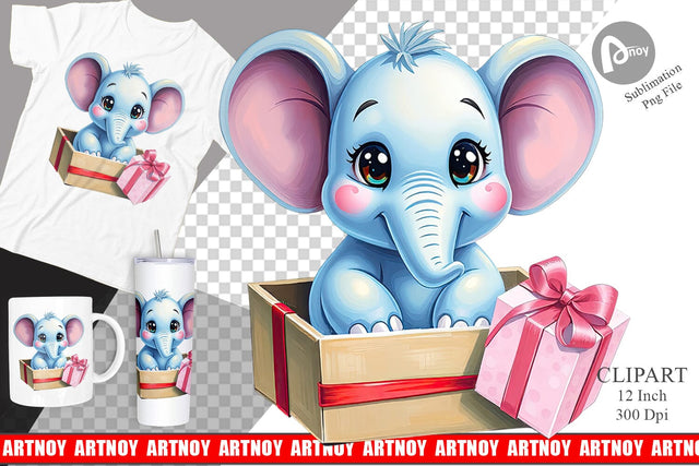 Elephant Clipart Gift Sublimation artnoy 