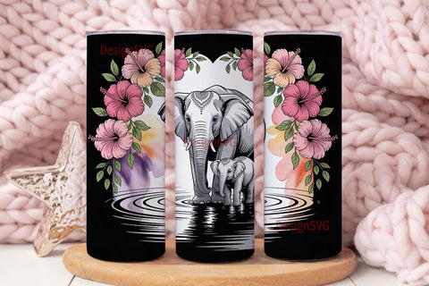 Elephant Family 20oz Tumbler Wrap Sublimation DesignSVG 