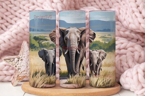 Elephant Family 20oz Tumbler Wrap Sublimation DesignSVG 