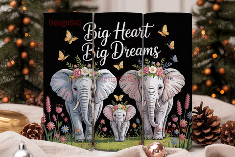 Elephant Family 20oz Tumbler Wrap Sublimation DesignSVG 