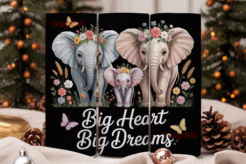 Elephant Family 20oz Tumbler Wrap Sublimation DesignSVG 