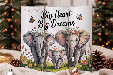 Elephant Family 20oz Tumbler Wrap Sublimation DesignSVG 