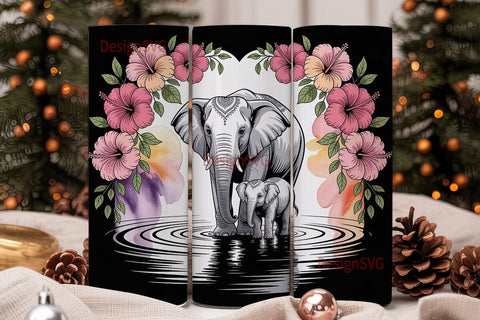 Elephant Family 20oz Tumbler Wrap Sublimation DesignSVG 
