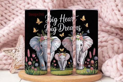 Elephant Family 20oz Tumbler Wrap Sublimation DesignSVG 