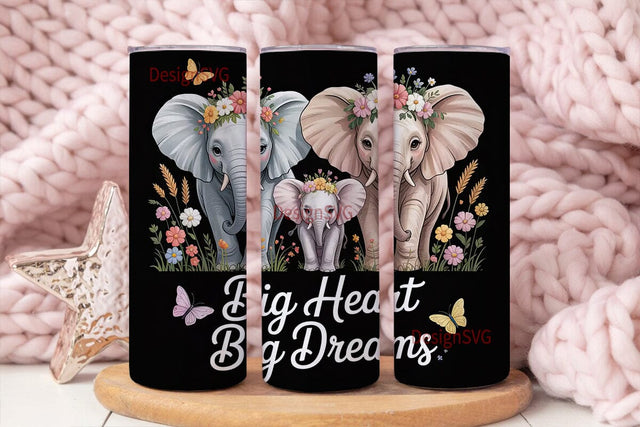 Elephant Family 20oz Tumbler Wrap Sublimation DesignSVG 