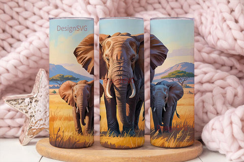 Elephant Family 20oz Tumbler Wrap Sublimation DesignSVG 