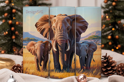 Elephant Family 20oz Tumbler Wrap Sublimation DesignSVG 