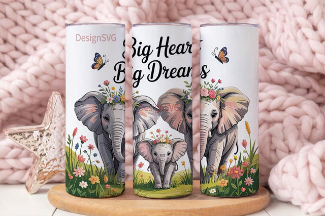 Elephant Family 20oz Tumbler Wrap Sublimation DesignSVG 