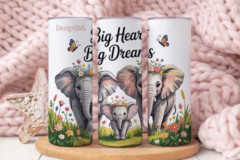 Elephant Family 20oz Tumbler Wrap Sublimation DesignSVG 