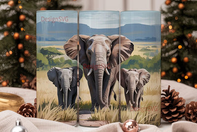 Elephant Family 20oz Tumbler Wrap Sublimation DesignSVG 