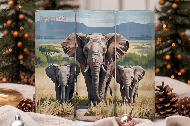 Elephant Family 20oz Tumbler Wrap Sublimation DesignSVG 
