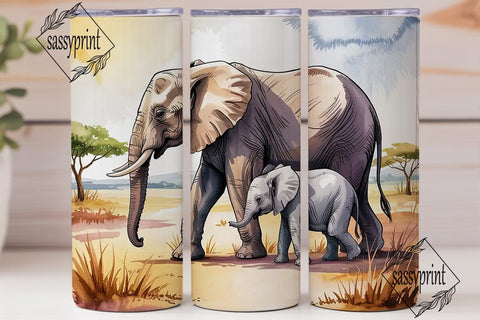 Elephant Family 20oz Tumbler Wrap Sublimation sassyprint 